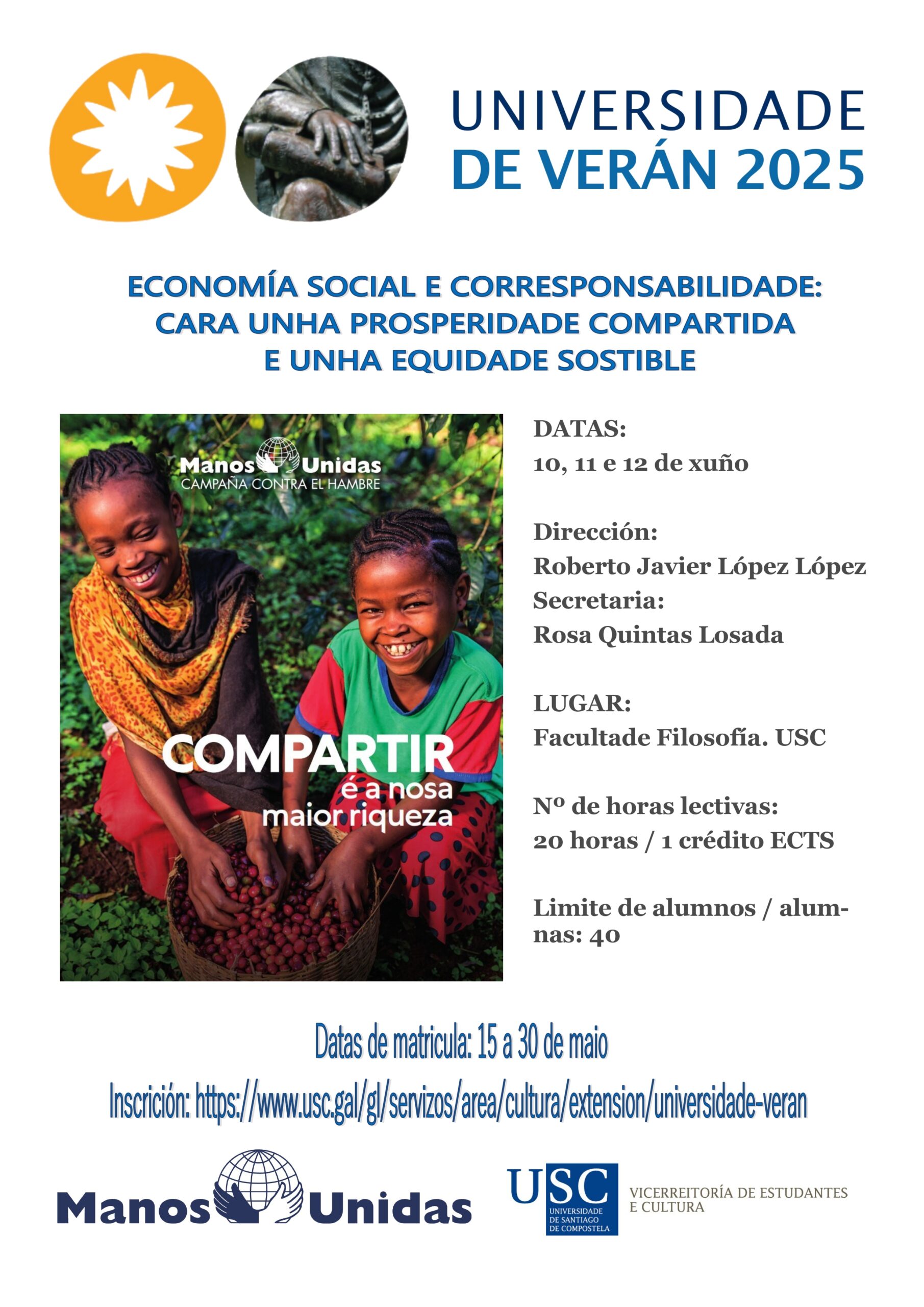 Cartel do curso de verán de Mans Unidas