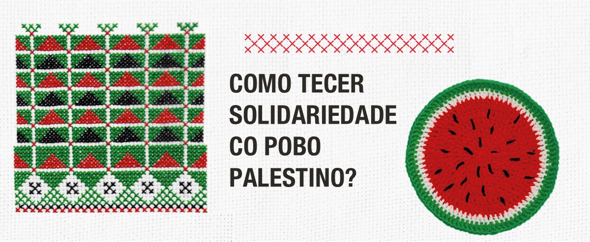 TecerSolidariedadePalestina Imaxe dunha fiestra cun cartaz que pide o alto o fogo en Palestina xunto á imaxe das sandías, en lugar de bandeiras